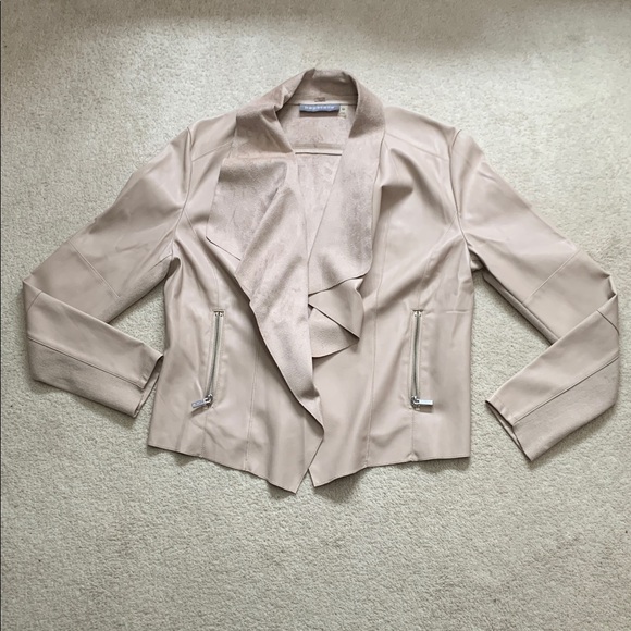 Bagatelle Faux Leather Light Pinkish/Tan Draped Jacket Size Medium - Picture 3 of 12
